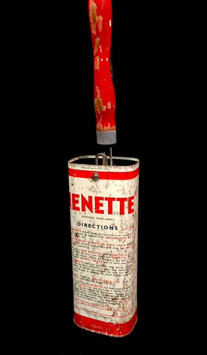 Antique Advertising - Nenette Metal Tin & O-Cedar Car Polishing Duster c.1950