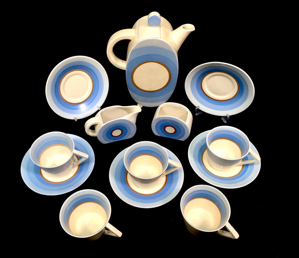 Clarice Cliff - Bonjour Shape Coffee / Tea Set / Art Deco Pottery / Antique