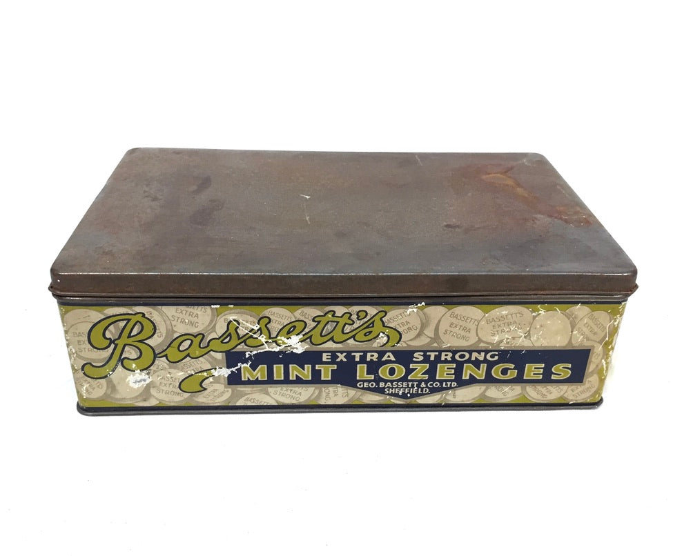 Antique Advertising - Bassets Mint Lozenges Confectionery Shop Display Box Tin