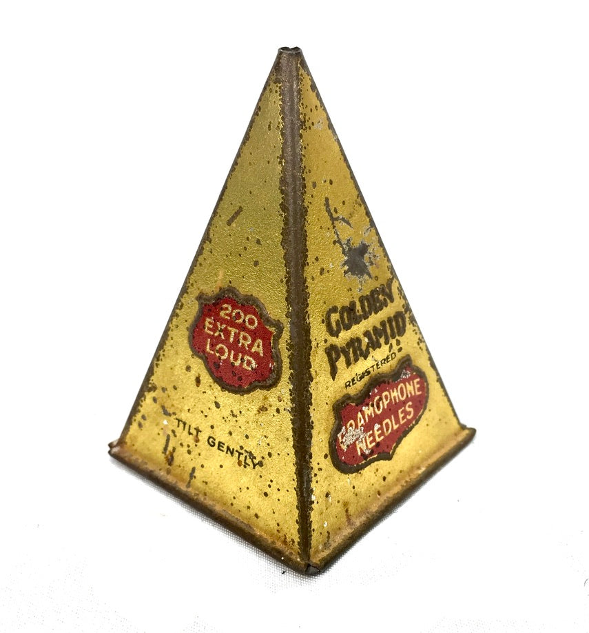 Antique Advertising - Golden Pyramid 200 Extra Loud Gramophone Needle Tin c.1920