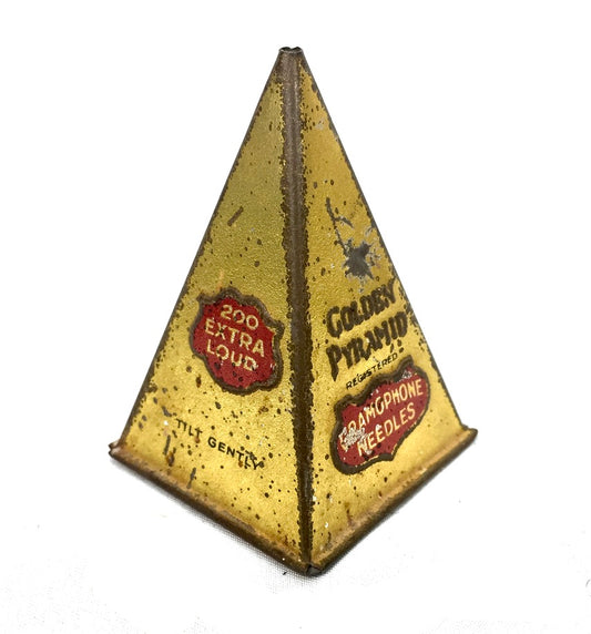 Antique Advertising - Golden Pyramid 200 Extra Loud Gramophone Needle Tin c.1920
