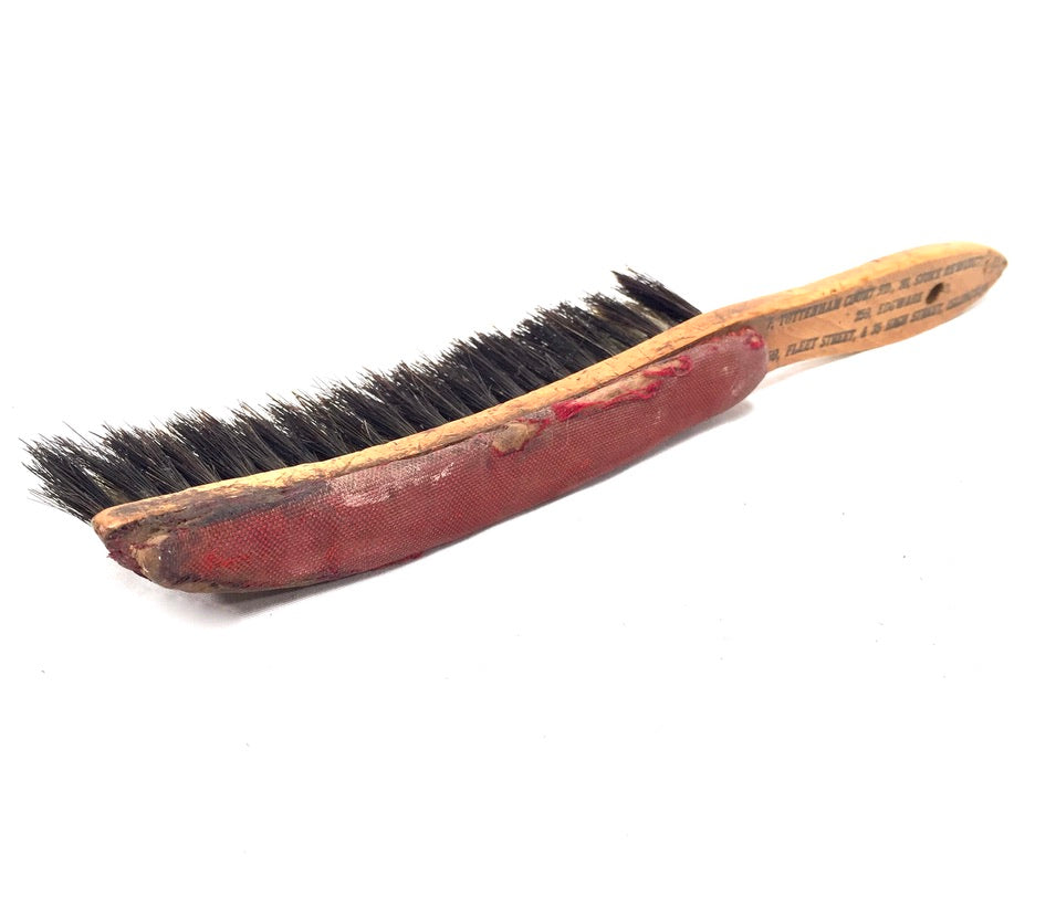Antique Advertising - Victorian Wooden Promotional Hat Brush "Wear Dunn's Hats"