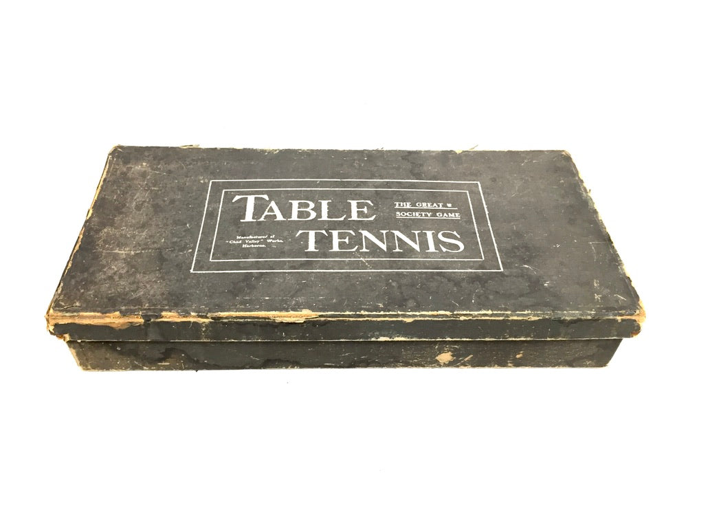 Antique 20th Century Tabletop Vellum Table Tennis Bats Parlour Game Original Box