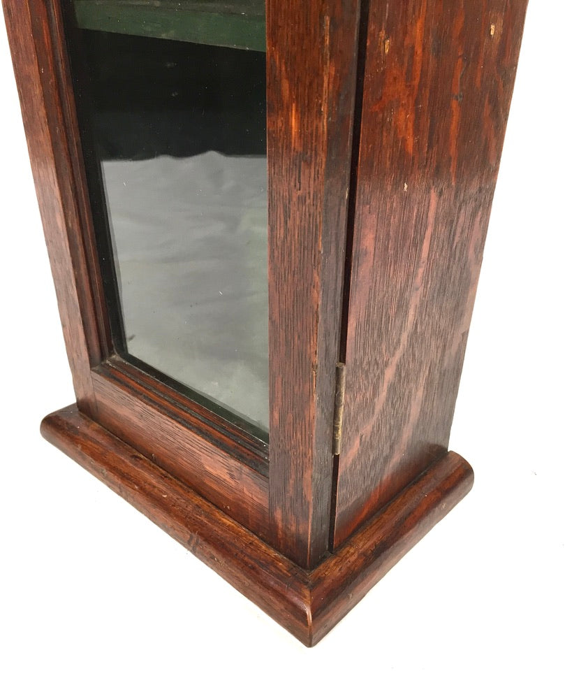 Antique Wooden Oak Glass Shop Wall Display Cabinet / Collectors Unit c.1910