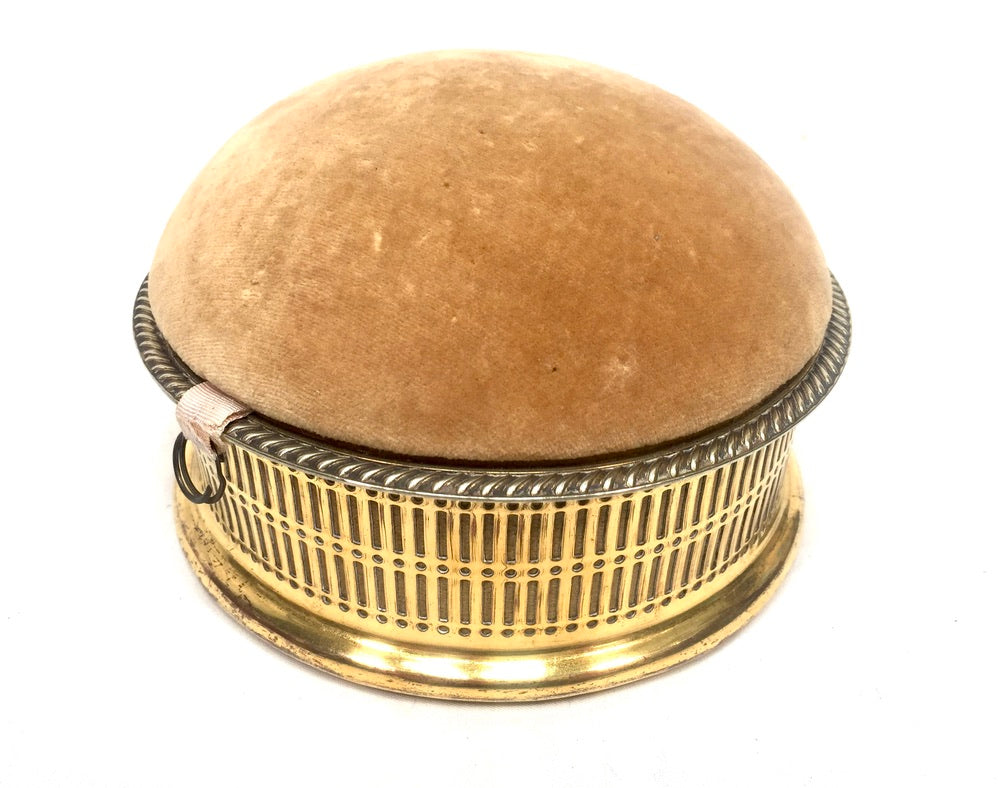 Antique Edwardian Ladies Brass Pin Cushion and Sewing Box / Trinket / Jewellery