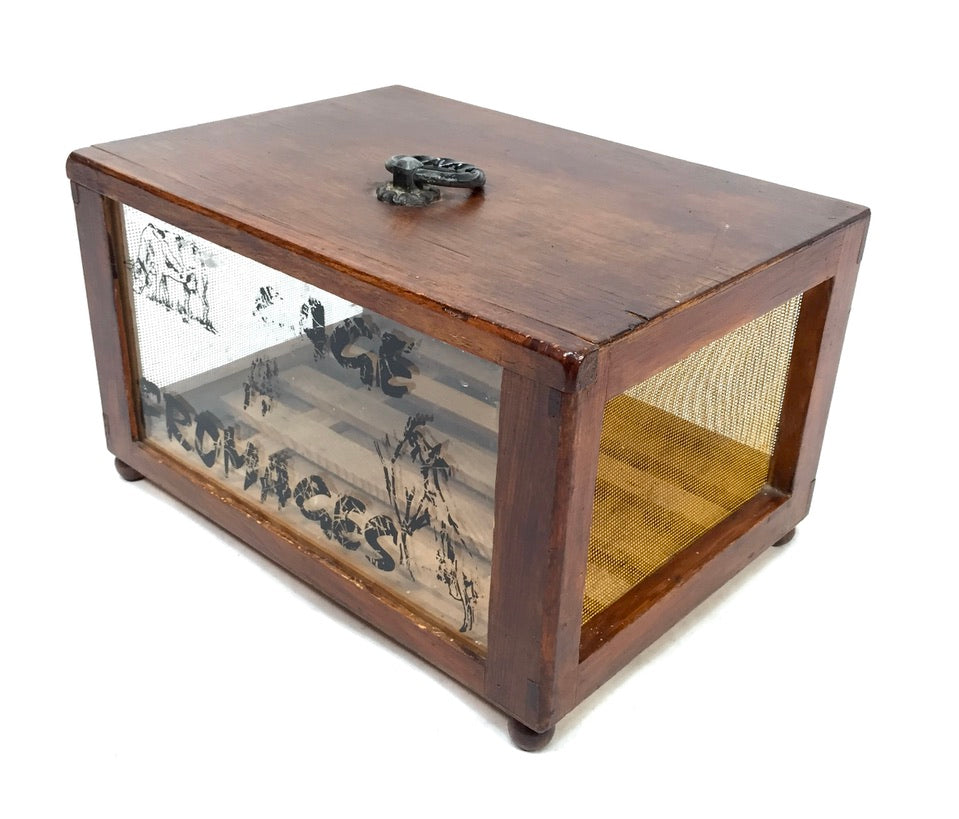 Vintage French Wooden & Glass Cheese Box Keeper / Cave à Fromage / Antique