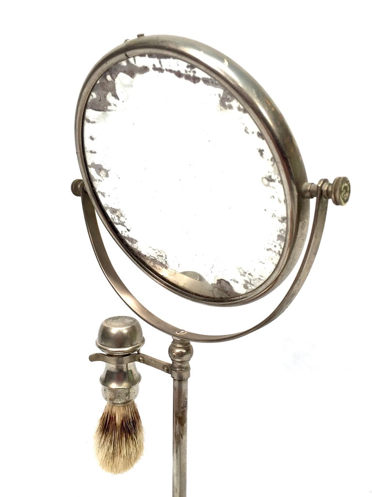 Antique Edwardian Gentleman's Shaving Stand Mirror / Brush &amp; Shaving Bowl c.1910