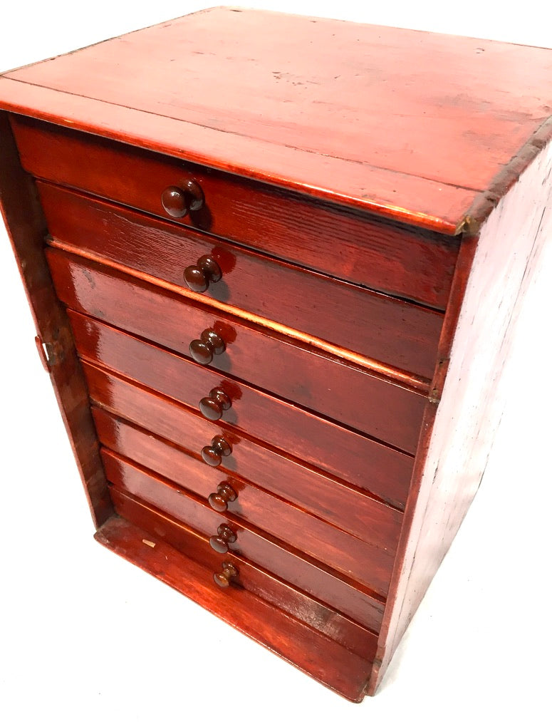 Antique Tabletop Stained Wooden Chest of Specimen Collectors Drawers c.1930