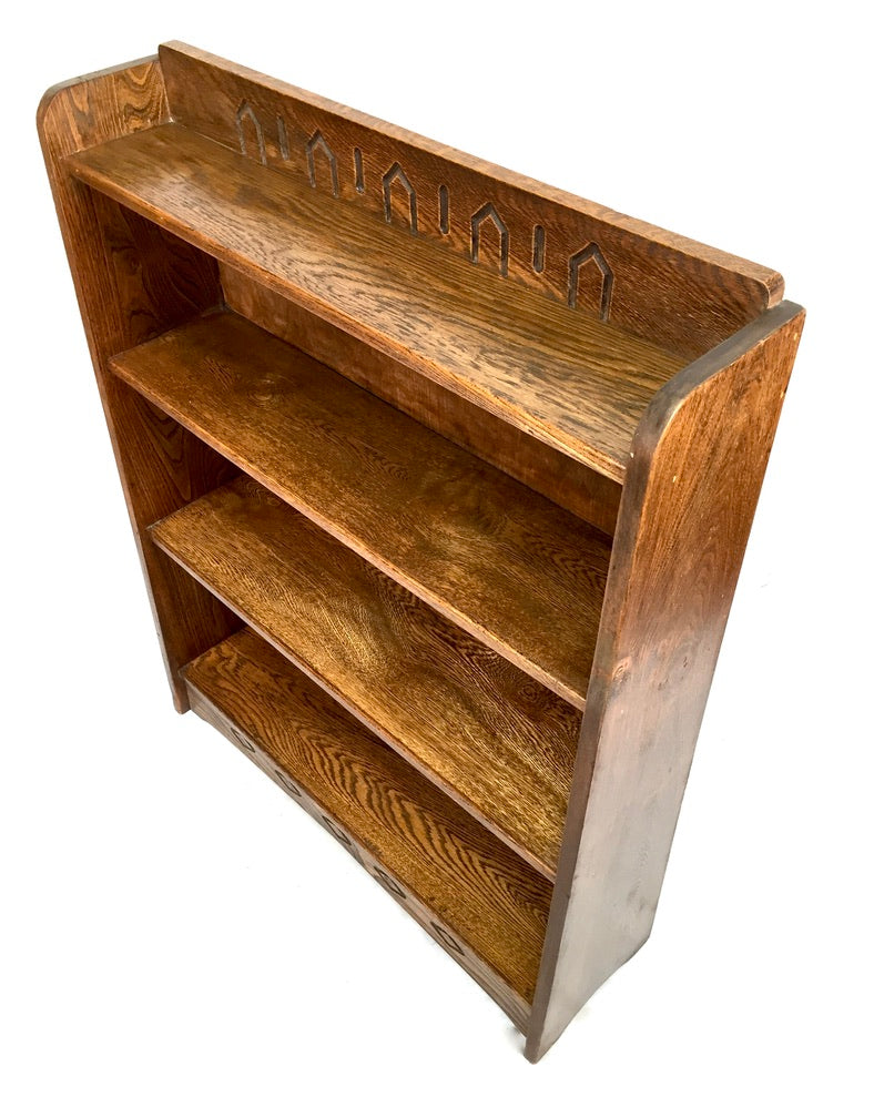 Antique Wooden Oak Bookcase / Book Shelf Display Rack Freestanding / Vintage
