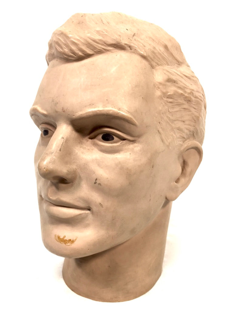 Vintage Tabletop Shop Display Male Mannequin Head / Bust Sculpture 20th Century