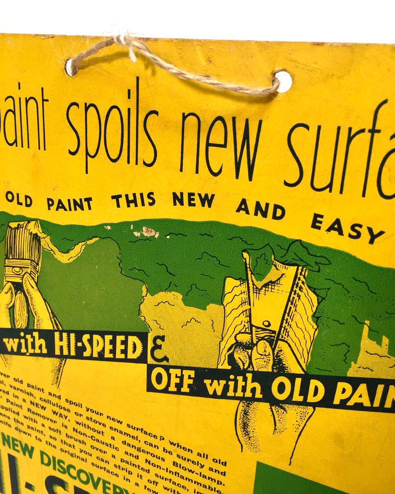 Antique Advertising Shop Display Promotional Showcard Hi-Speed Paint Remover