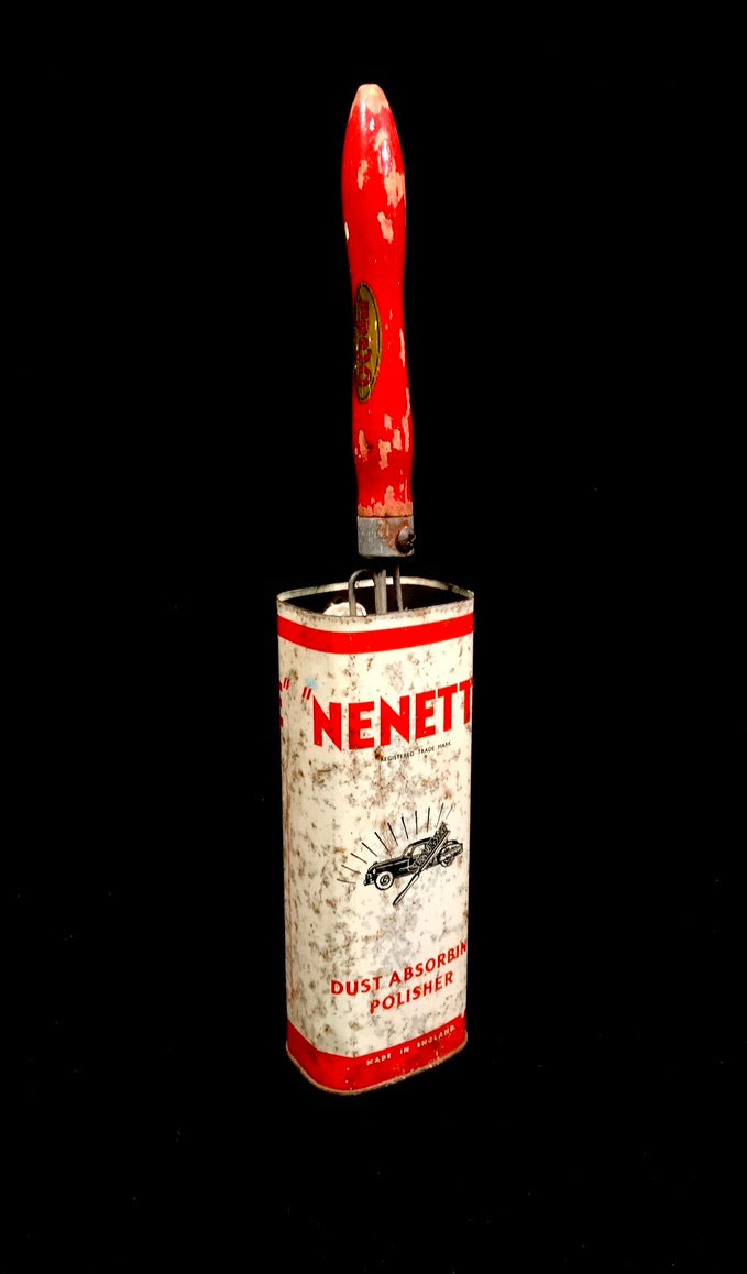 Antique Advertising - Nenette Metal Tin & O-Cedar Car Polishing Duster c.1950