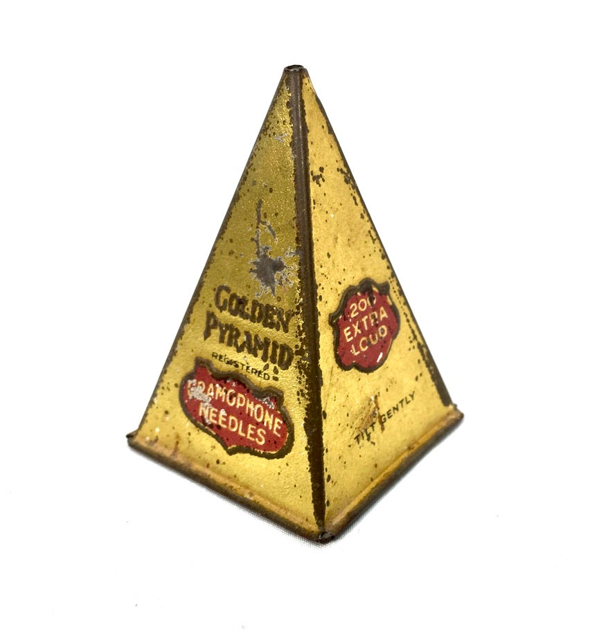 Antique Advertising - Golden Pyramid 200 Extra Loud Gramophone Needle Tin c.1920
