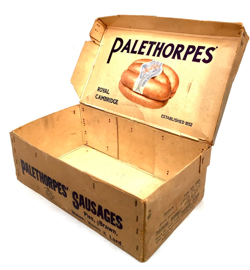 Antique Advertising Palethorpes Royal Cambridge Sausage Box Shop Display Crate