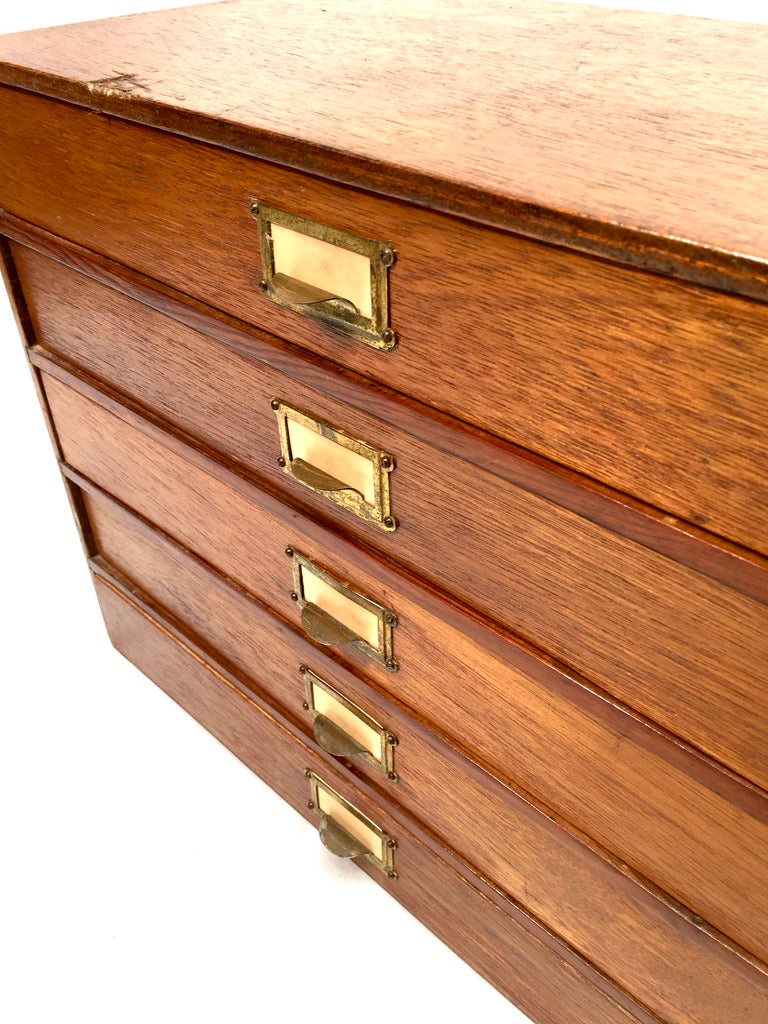 Antique Desktop Wooden Chest of Drawers / Filing Storage Box Cabinet c.1950