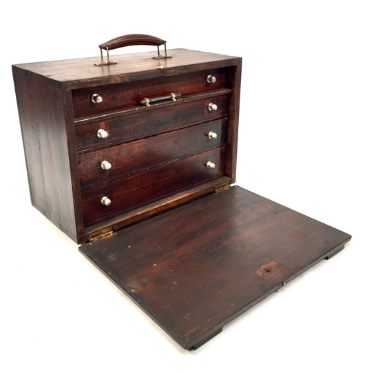 Antique Wooden Engineers Toolbox / Tool Box / Collectors Cabinet / Storage Box