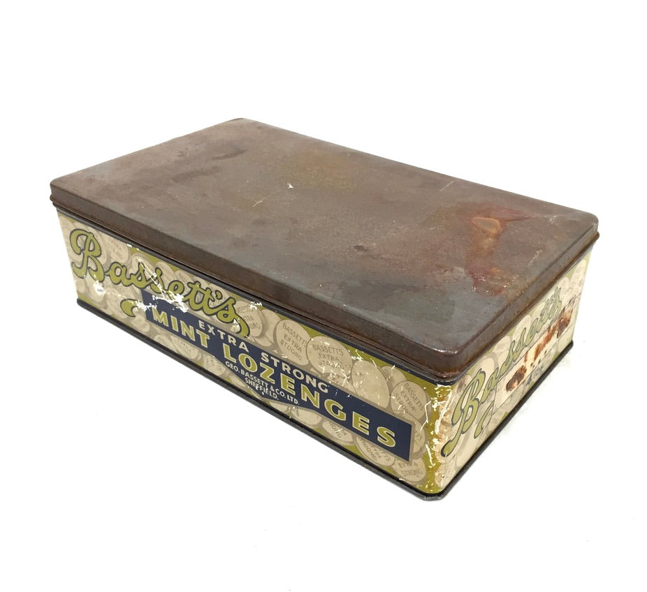 Antique Advertising - Bassets Mint Lozenges Confectionery Shop Display Box Tin