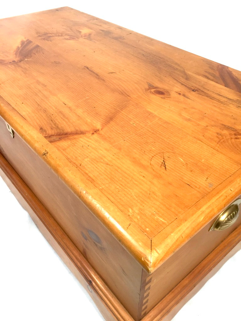Vintage Wooden Large Pine Storage Trunk / Blanket Box Coffer Late 20th Century
