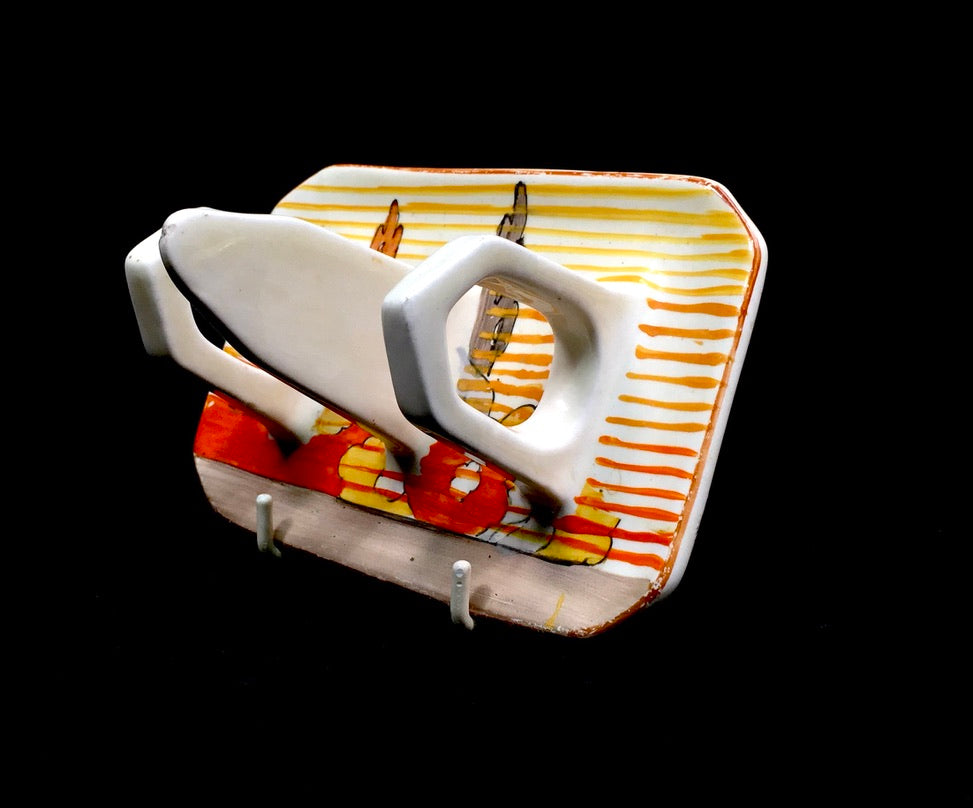 Clarice Cliff 1930s Capri 3 Bar Toast Rack / Art Deco Pottery c.1934