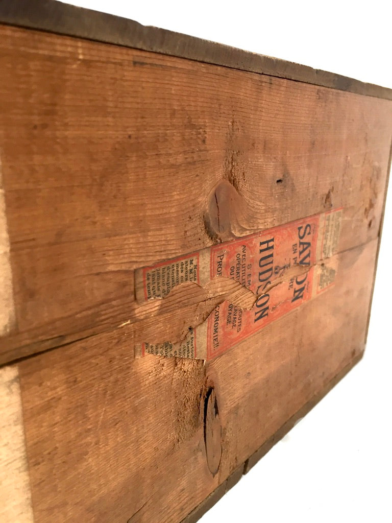 Antique Advertising - Hudson Soap Wooden Pine Shop Counter Display Box Crate