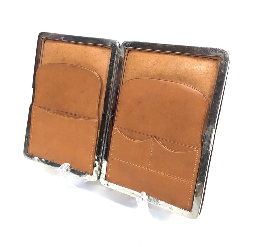 Antique Art Nouveau Silver Covered Leather Wallet Card Case Birmingham 1903