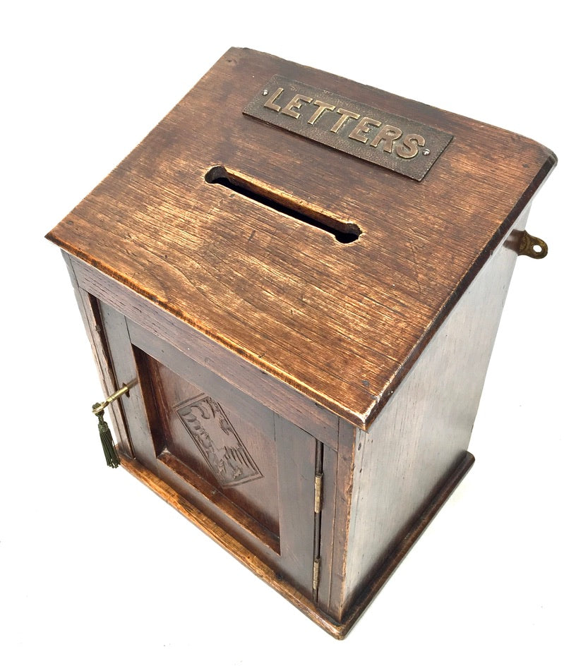 Antique Victorian Country House Wooden Letter / Post Box / Stationery c.1900