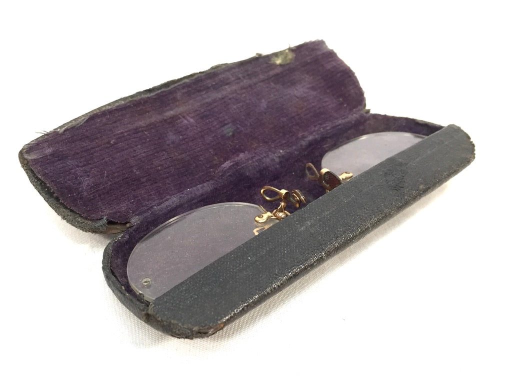 Antique Pince-Nez Glasses Hamblin & Co Chatham / Original Case Vintage Fashion