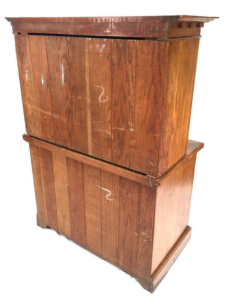 Antique Wooden Solid Oak Bookcase / Display Shelf / Cabinet Cupboard c.1930