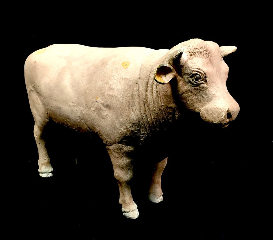 Antique Butchers Shop Counter Tabletop Bull / Cow Sculpture Figurine Statue