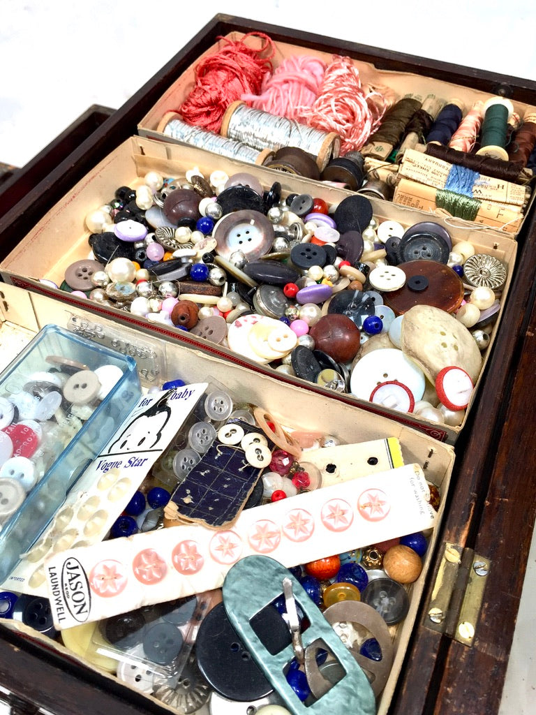 Antique Haberdashery Shop Display Cartier Bresson Cotton Cantilever Sewing Box