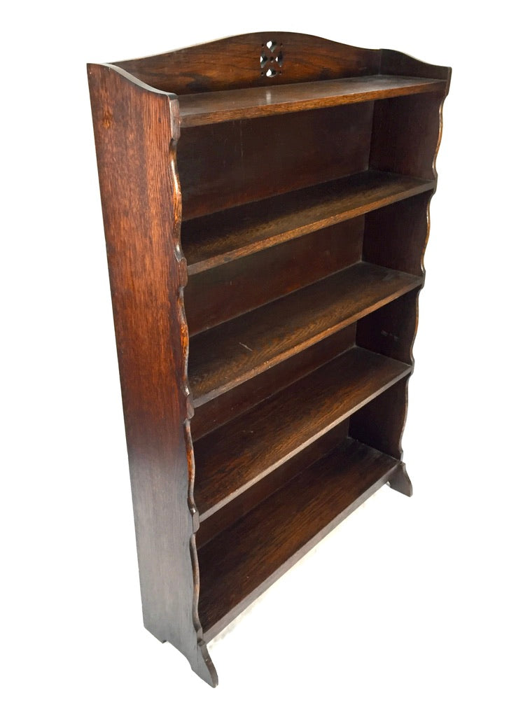 Antique Wooden Solid Oak Bookcase / Book Shelf Display Rack Freestanding c1930