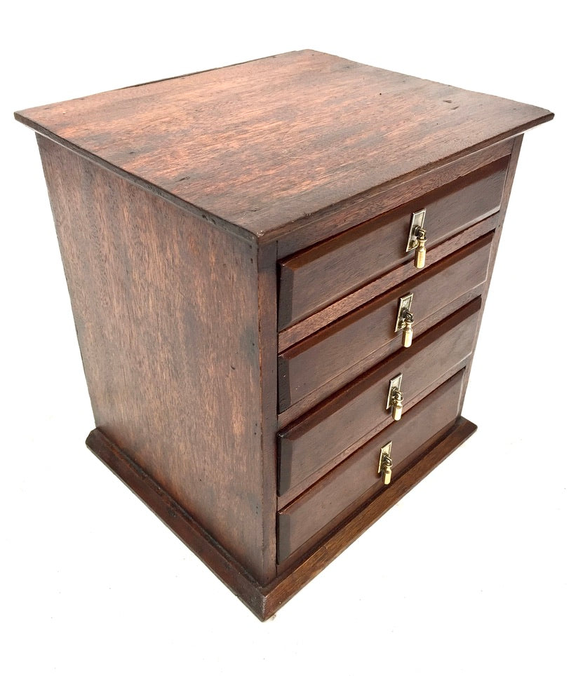 Antique Tabletop Wooden Chest of Drawers / Filing Storage Box Cabinet c.1950
