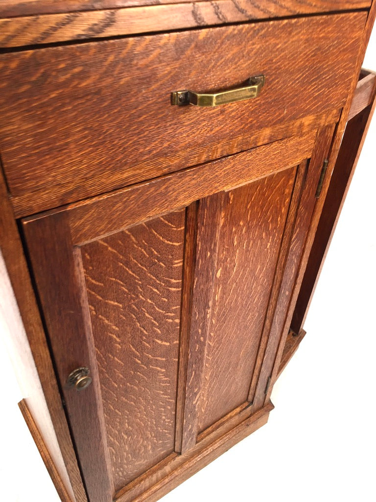 Antique 1920s Art Deco Entrance Hall Oak Wooden Umbrella Stand Storage Cabinet