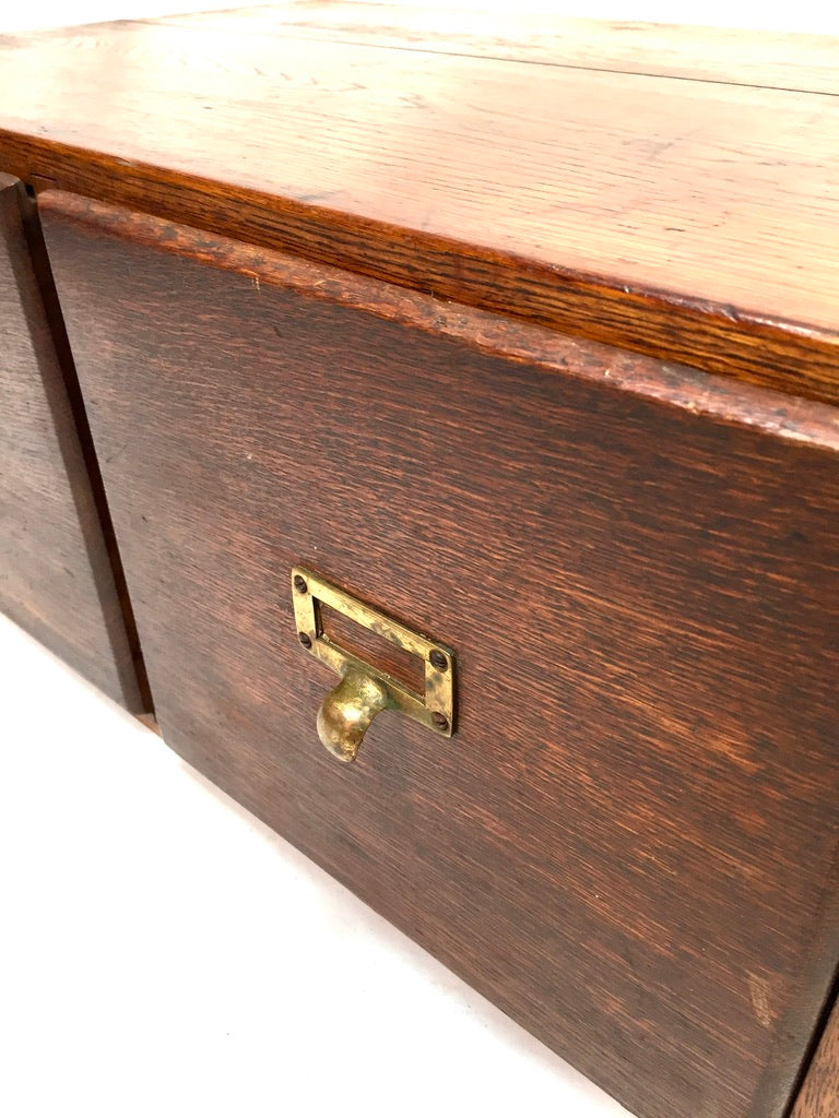 Antique 20th Century Tabletop Wooden Index Card Drawers / Storage Box c.1930