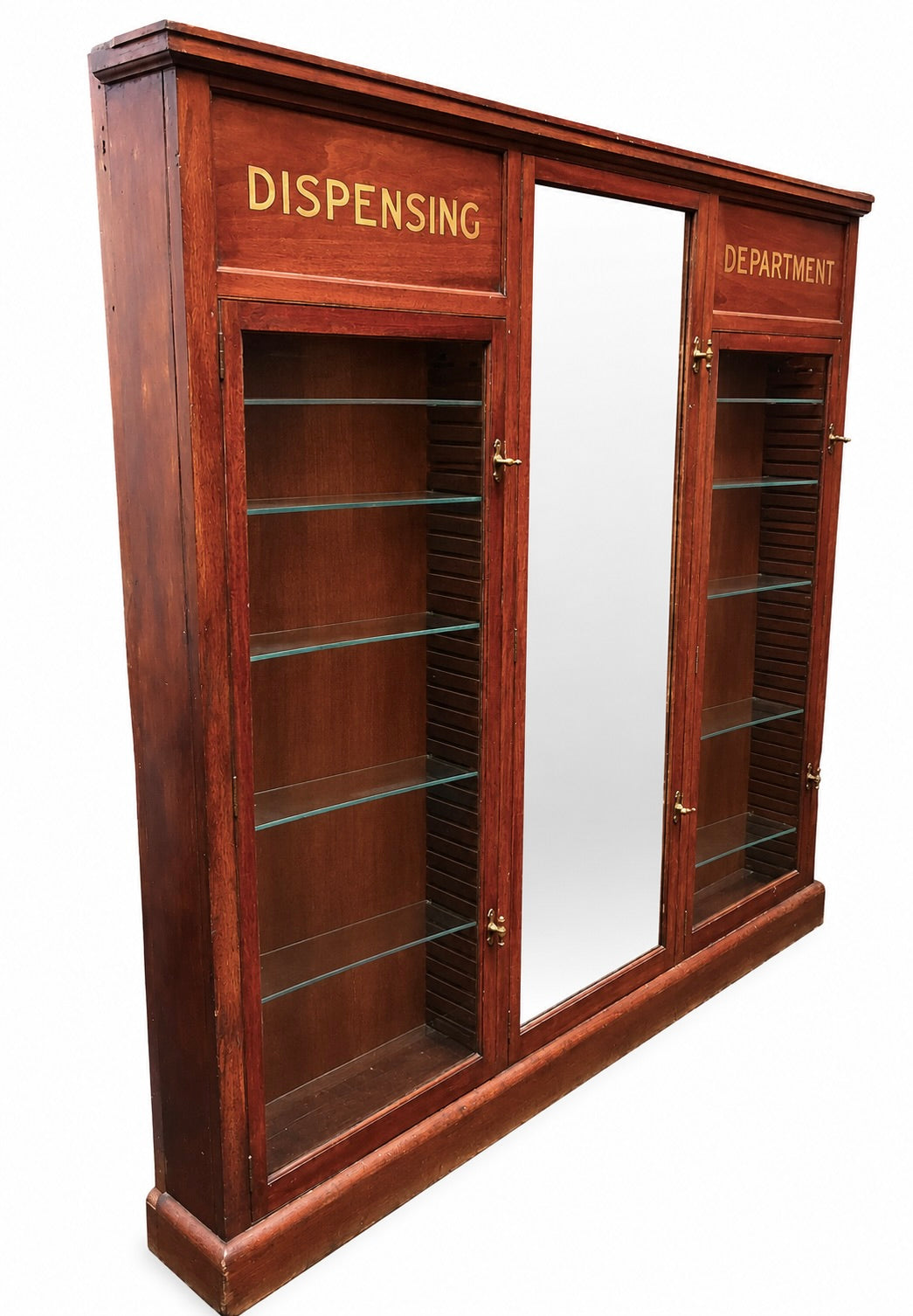 Antique Wooden & Glazed Large Apothecary Chemists Shop Dispensing Cabinet c.1930