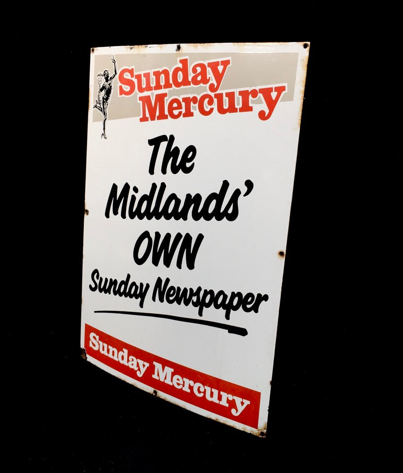 Antique Advertising - The Midlands Own Sunday Newspaper Enamel Sign / Large