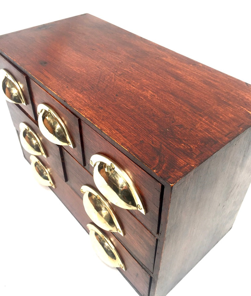 Vintage Wooden Tabletop Storage Drawers / Desktop Filing Cabinet Box c.1950