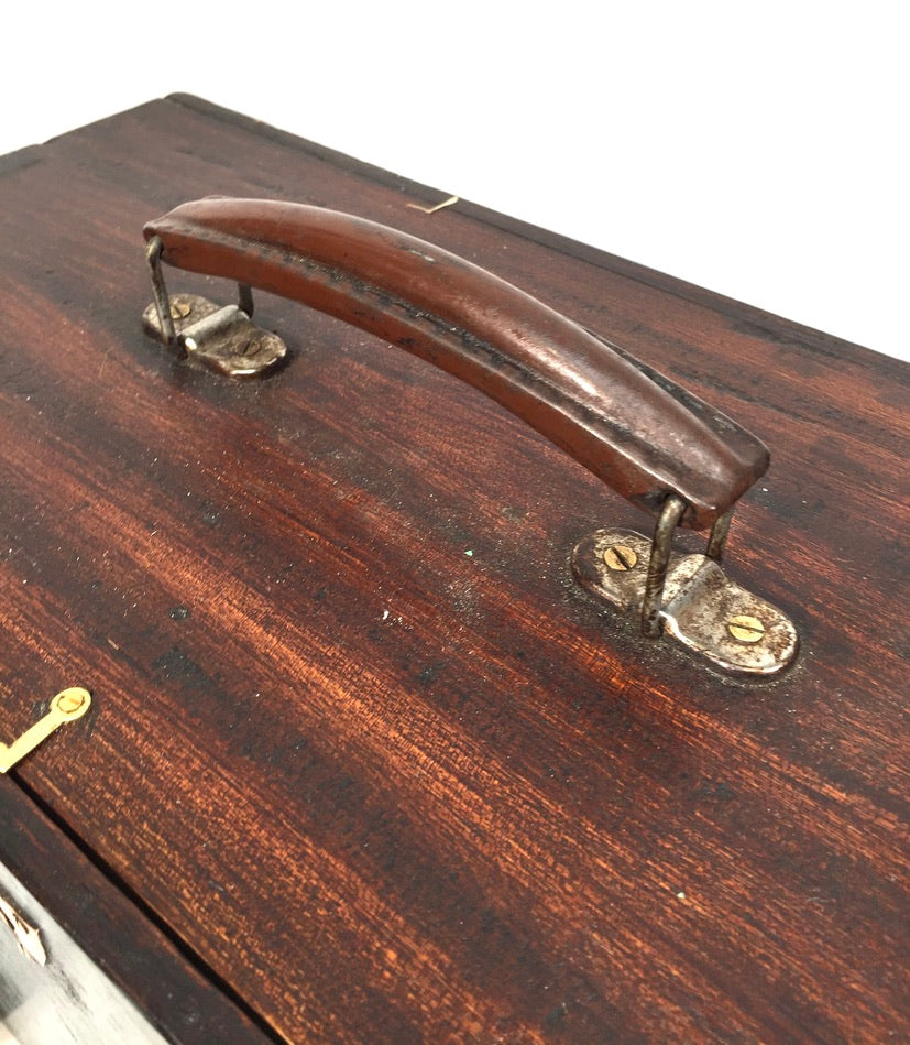 Antique Wooden Engineers Toolbox / Tool Box / Collectors Cabinet / Storage Box