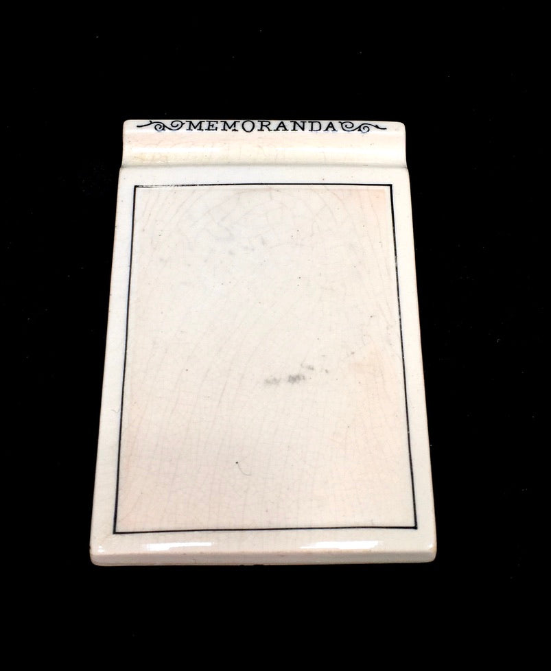 Antique Victorian Ceramic Memoranda Pad / Stationery Memo Notepad c.1880