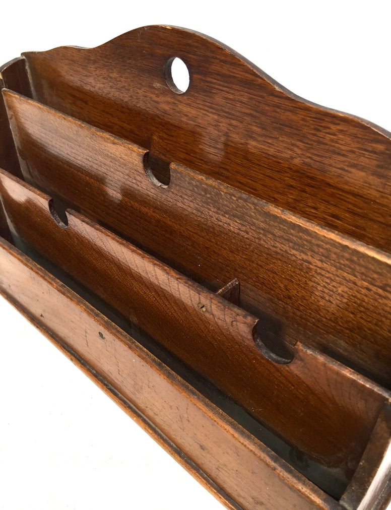 Antique 1930s Wooden Oak Desktop Letter Rack / Stationery / Paper Holder&nbsp;