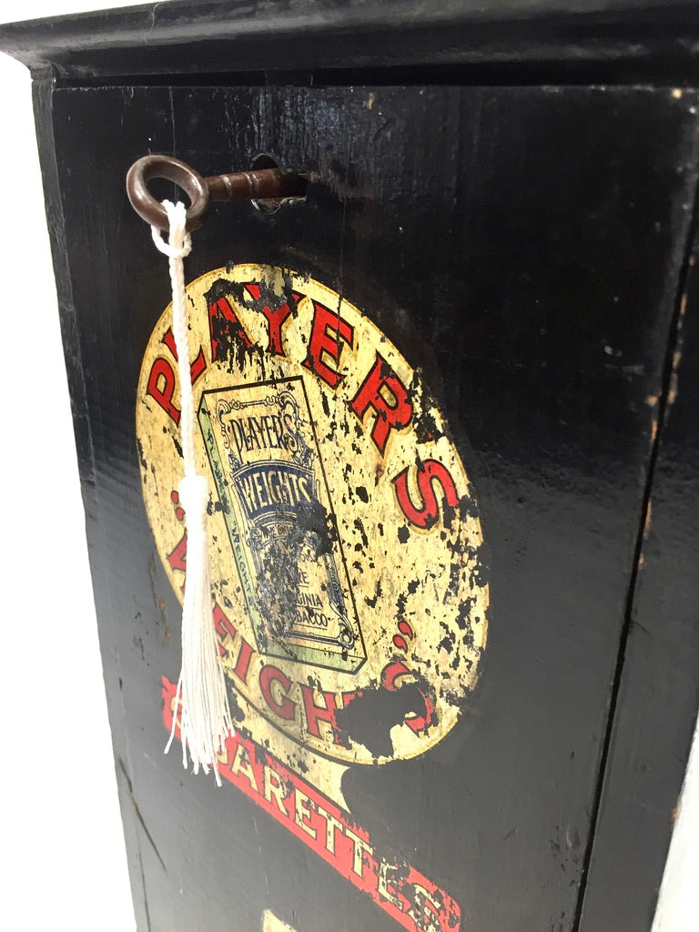 Antique Advertising - Wooden Players Coin Operated Cigarette Vending Machine