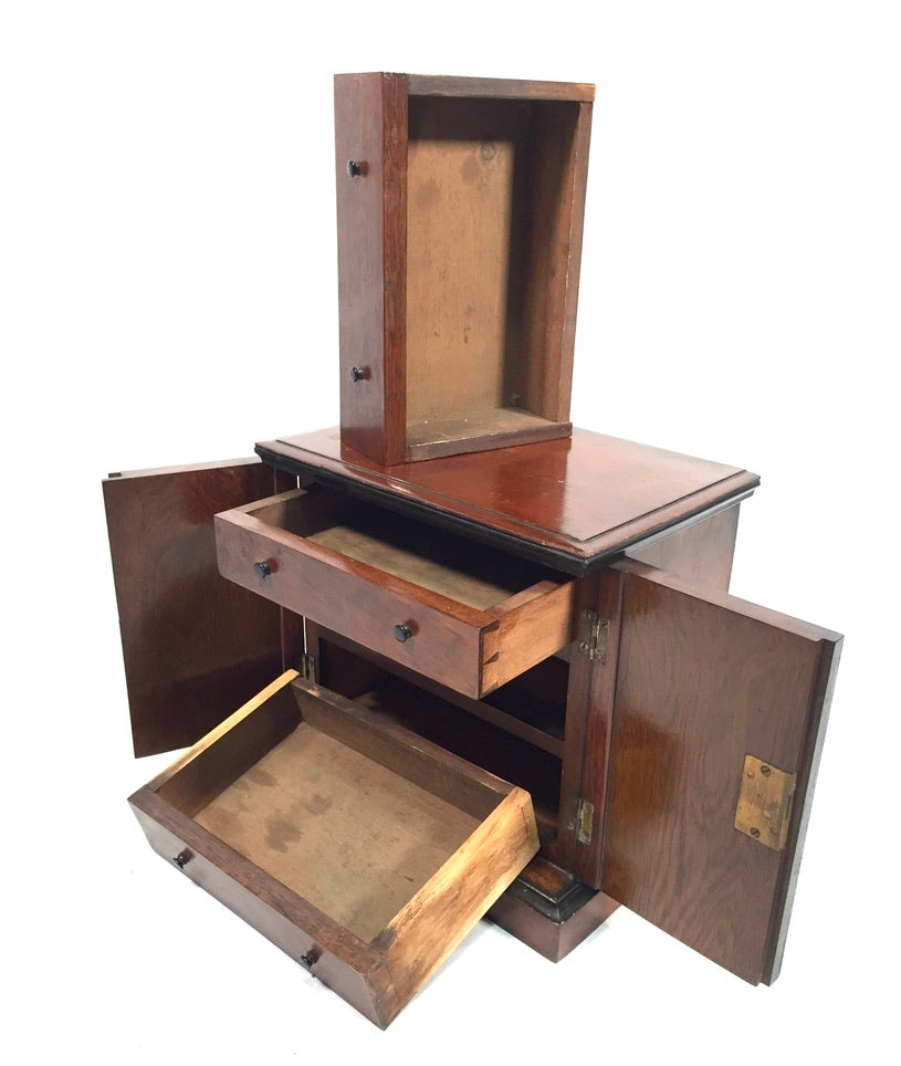 Antique Victorian Wooden Humidor / Small Chest of Drawers Collectors Cabinet Box