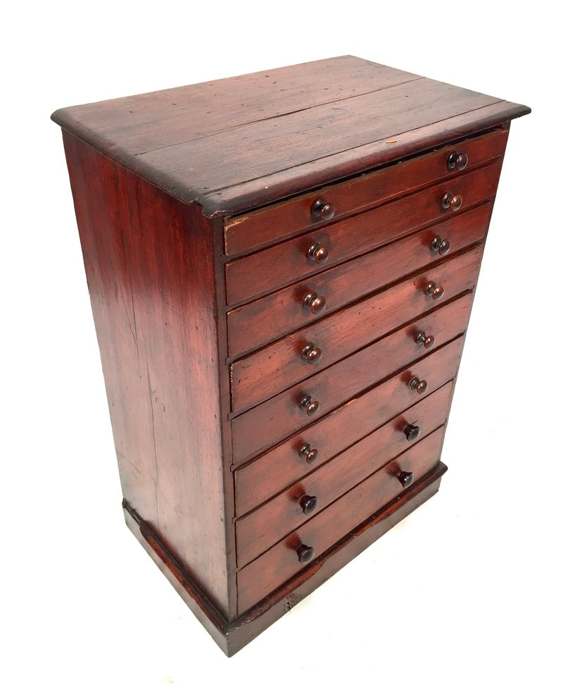 Antique Wooden Large Tabletop Collectors Cabinet Specimen Chest of Drawers c1900