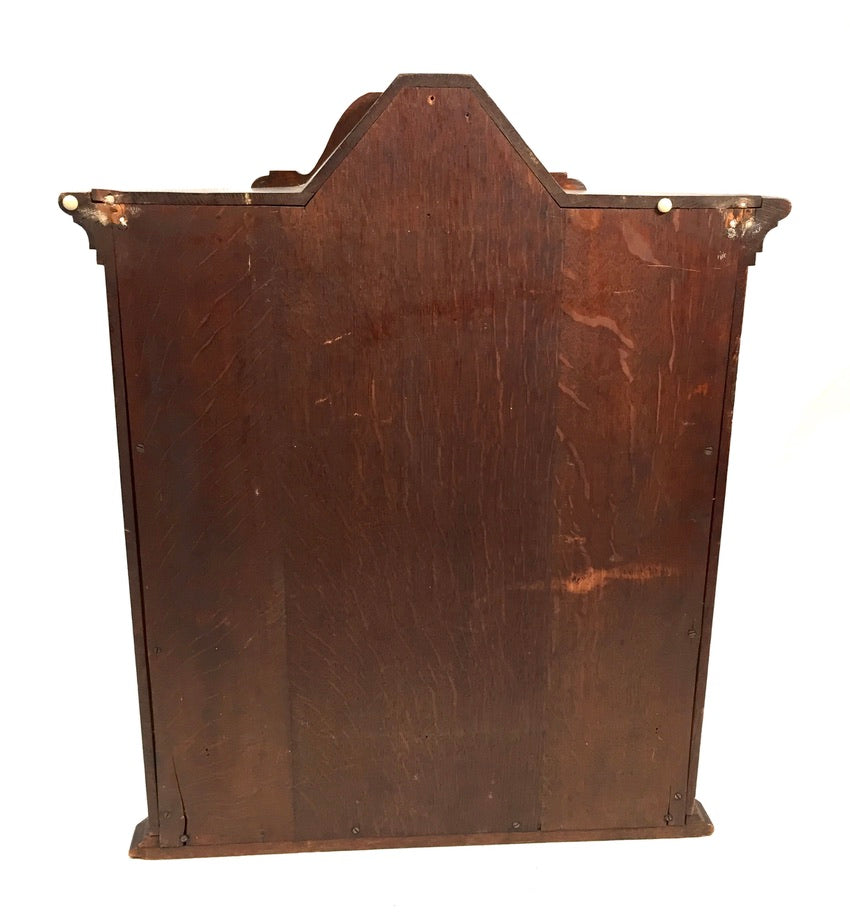 Antique Wooden Oak & Glass Wall Hanging Display Cabinet Storage Shelf with Key