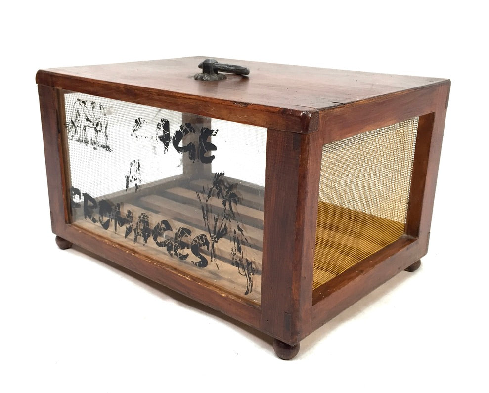 Vintage French Wooden & Glass Cheese Box Keeper / Cave à Fromage / Antique