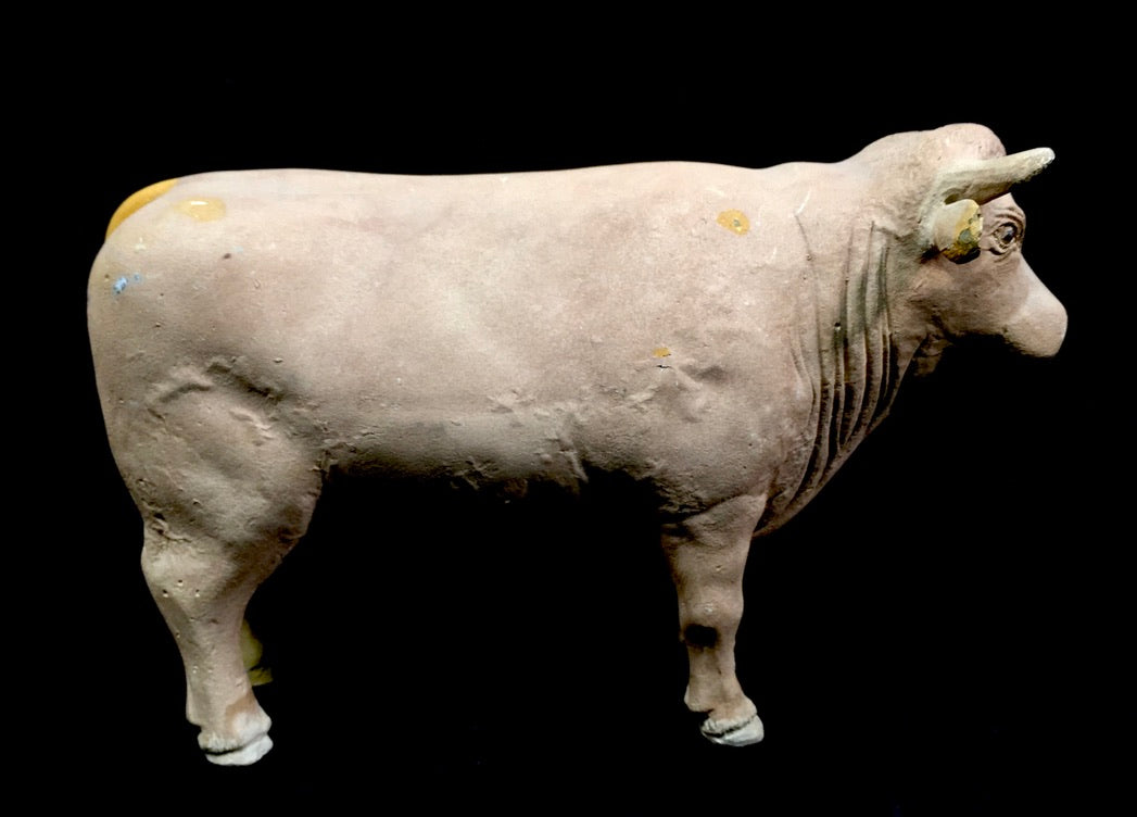 Antique Butchers Shop Counter Tabletop Bull / Cow Sculpture Figurine Statue