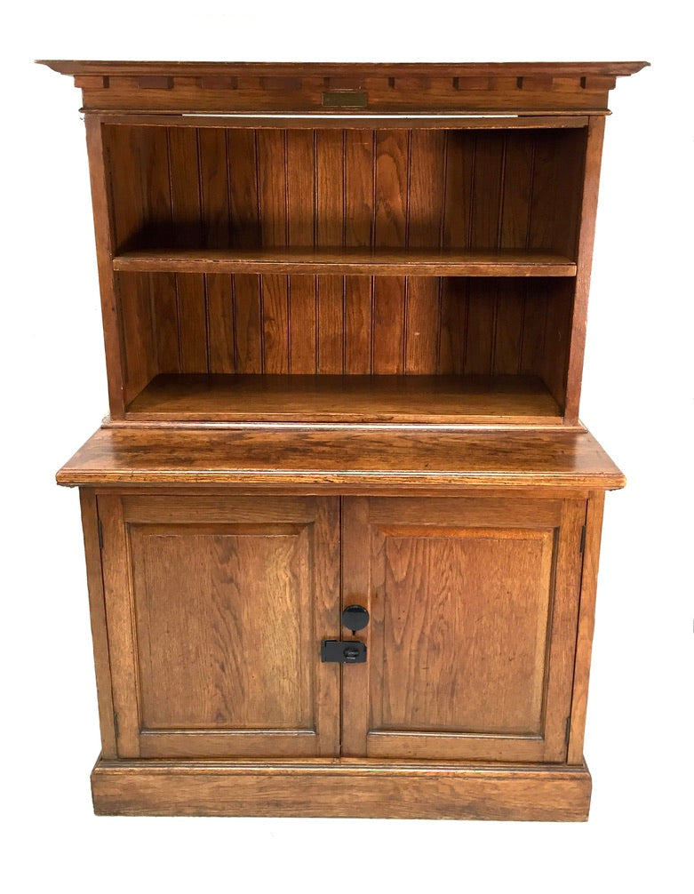 Antique Wooden Solid Oak Bookcase / Display Shelf / Cabinet Cupboard c.1930