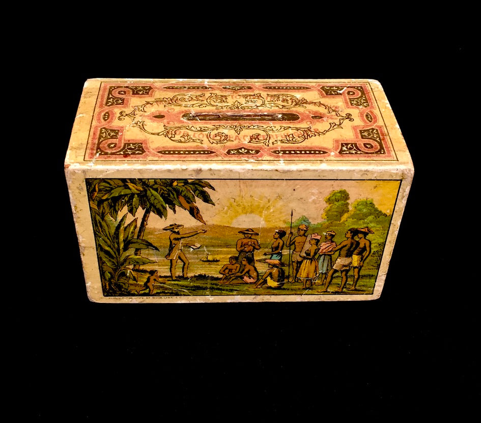 Antique Wooden London Missionary Society "LMS" Box Collection Offering Box