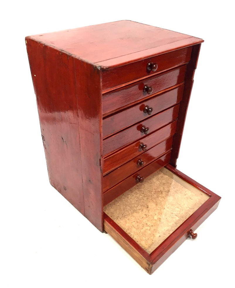 Antique Tabletop Stained Wooden Chest of Specimen Collectors Drawers c.1930