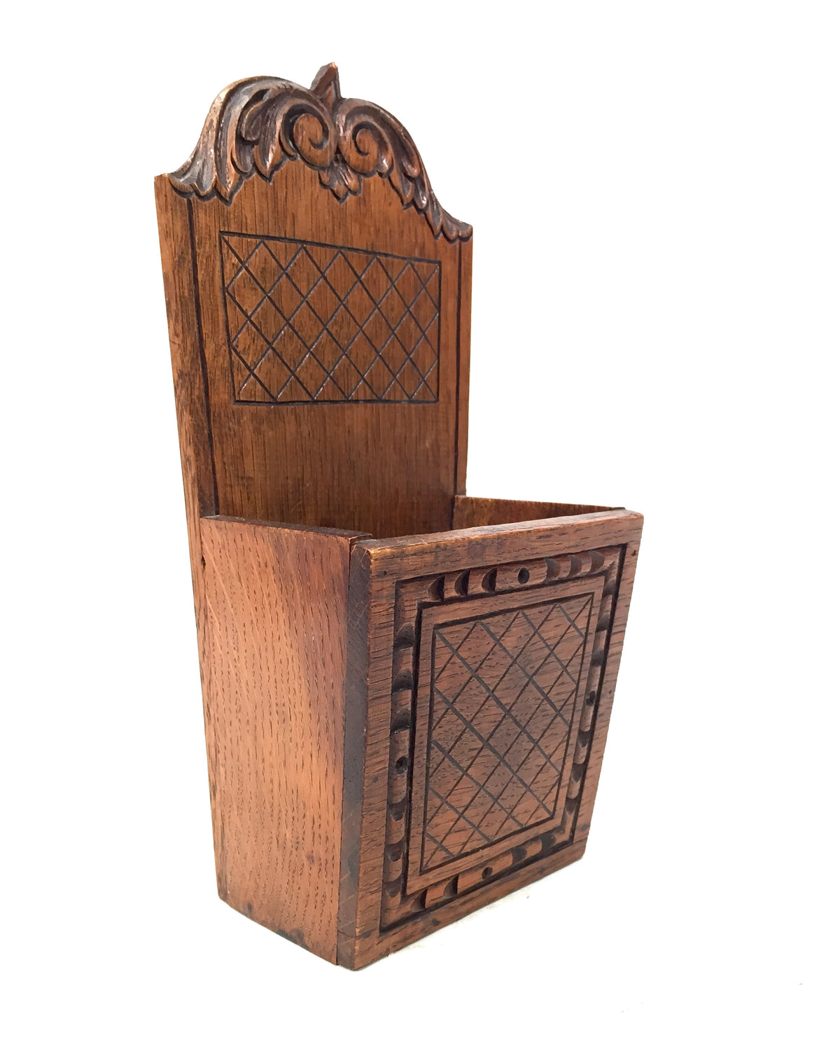Antique Wooden Tabletop / Wall Hanging Wooden Candle Box Church Used c.1930